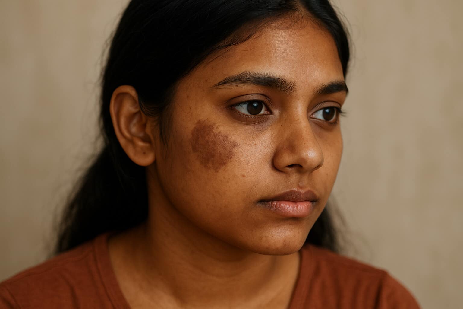 Dark spot on girl's face